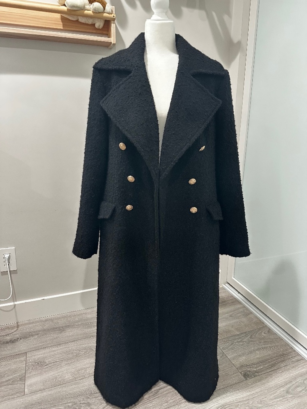 Maeve Long Coat in Black size 14